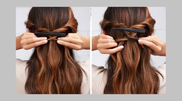 Lần lượt tết các búi tóc