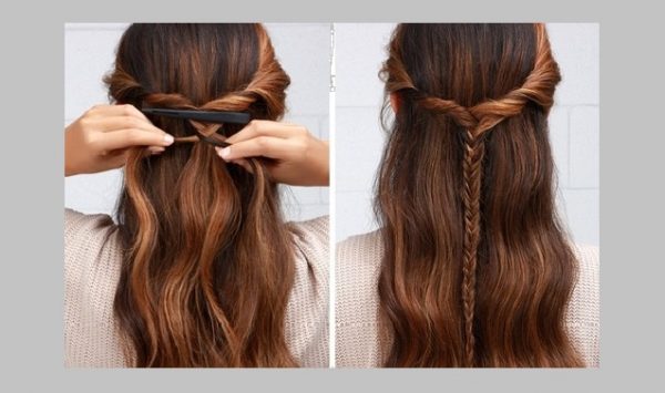 Tiếp túc tết cho đến phần đuôi tóc
