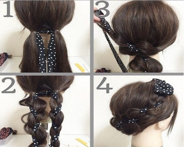 kiểu tóc tết đẹp với khăn