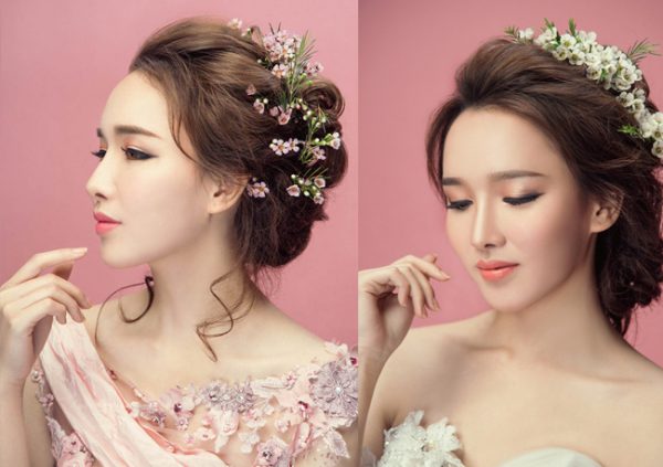 Tóc búi rối cài nơ