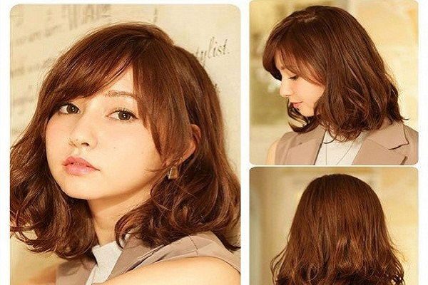 tóc ngắn ngang vai gợn sóng