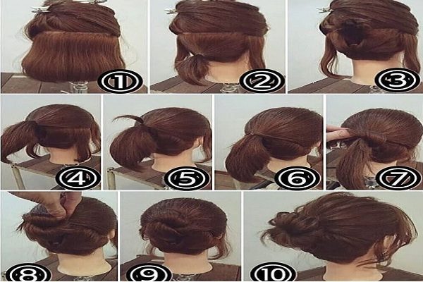 tóc tết búi tròn sau