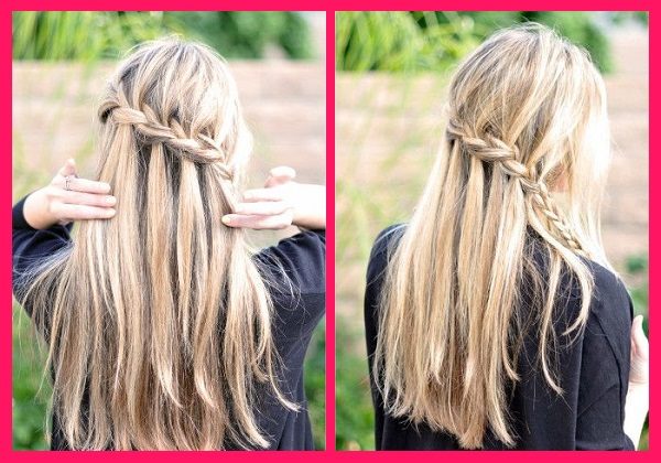 các kiểu tết tóc đơn giản dạng thác nước chéo