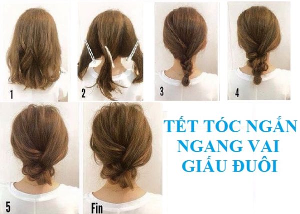 Tết tóc ngắn ngang vai giấu đuôi