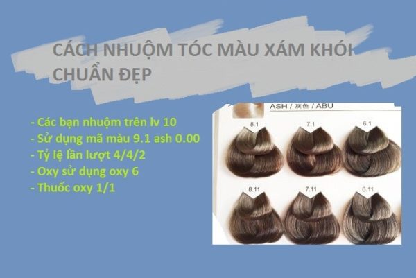 bảng màu nhuộm tóc màu xám khói đẹp