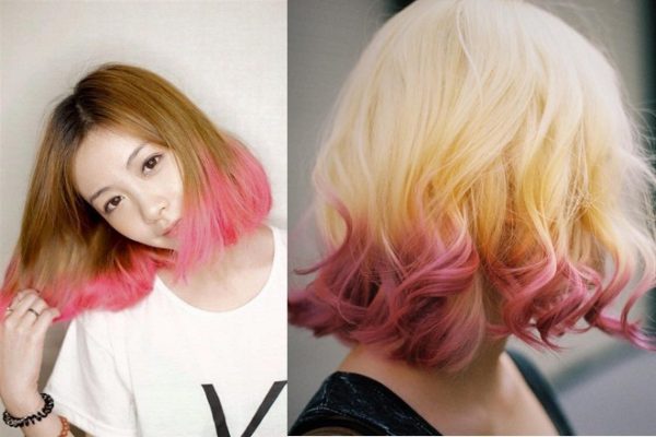 nhuộm tóc bob ombre 2 màu
