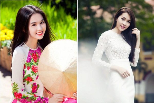 tóc dài layer mặc áo dài