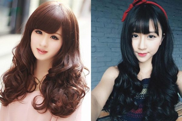 tóc dài nữ đẹp uốn xoăn đuôi