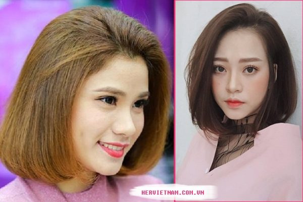 tóc ngắn cho mặt vuông hất mái
