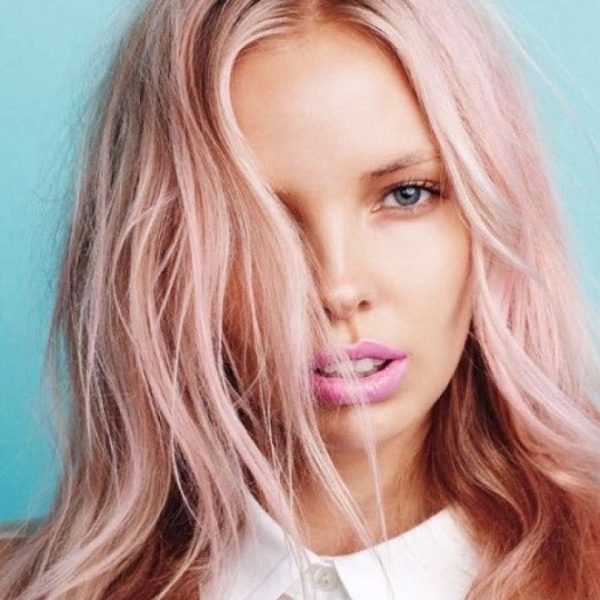 tóc nữ dài đẹp nhuộm hồng pastel