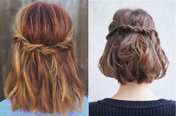 tóc ngắn buộc nửa đầu