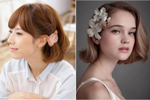 tóc ngắn cài phụ kiện