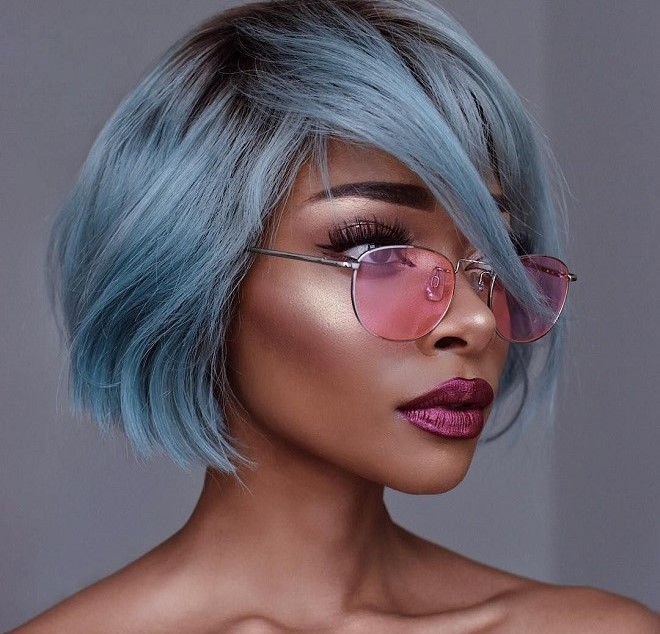 tóc ngắn duỗi thẳng kiểu bob mái xéo