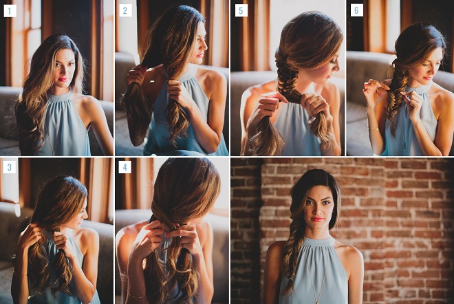 kiểu tóc tết đuôi cá lệch một bên
