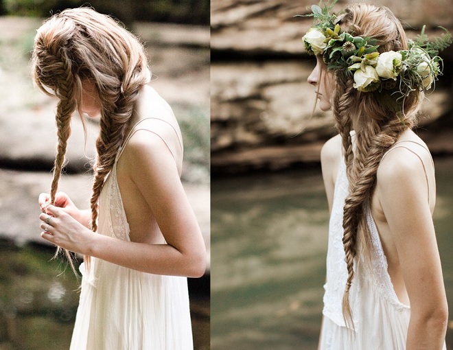 kiểu tóc tết sóng đôi đuôi cá Boho