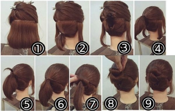 tóc ngắn búi lỡ