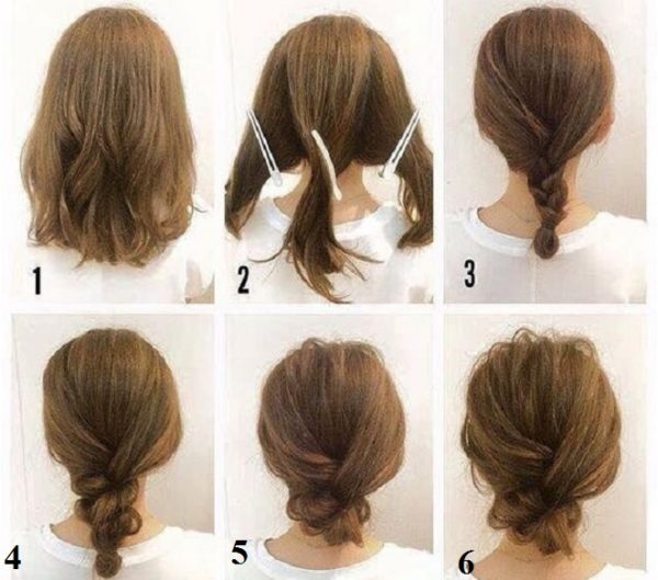 tóc ngắn tết búi cách điệu