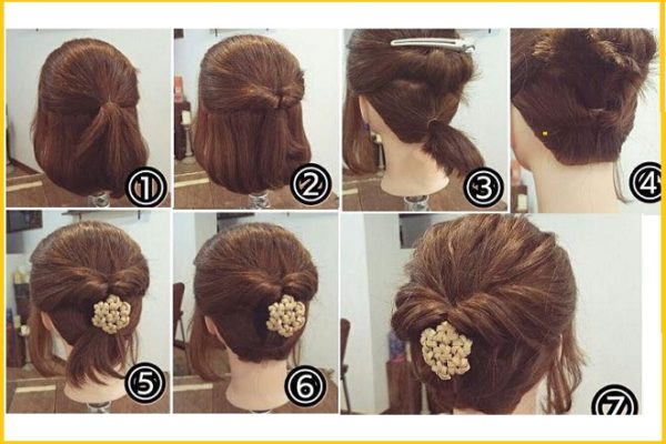 tóc ngắn tết vặn búi