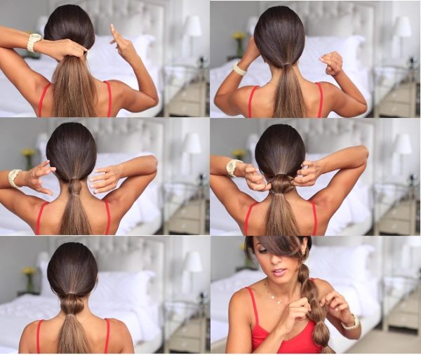 buộc tóc dài đẹp kiểu đuôi ngựa bong bóng
