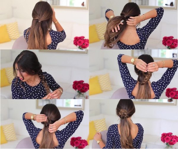 buộc tóc dài đẹp với bông hoa nhấn nhá