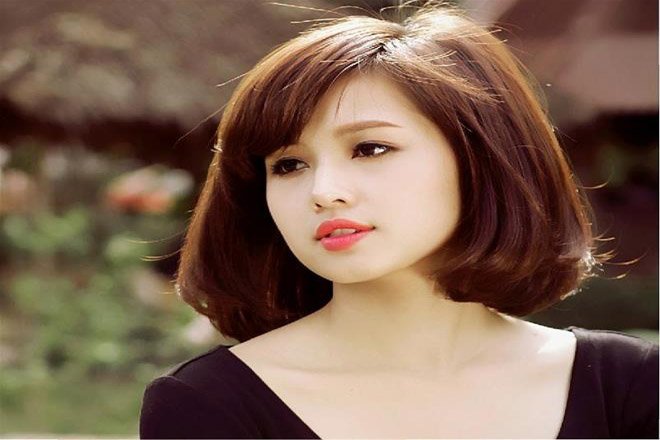 tóc bob ngang vai cho mặt tròn