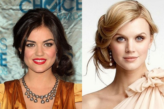 tóc búi ngắn updo lệch 1 bên lucy hale và martha steward