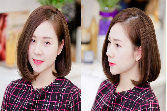 tóc ngang vai bấm phồng năng động
