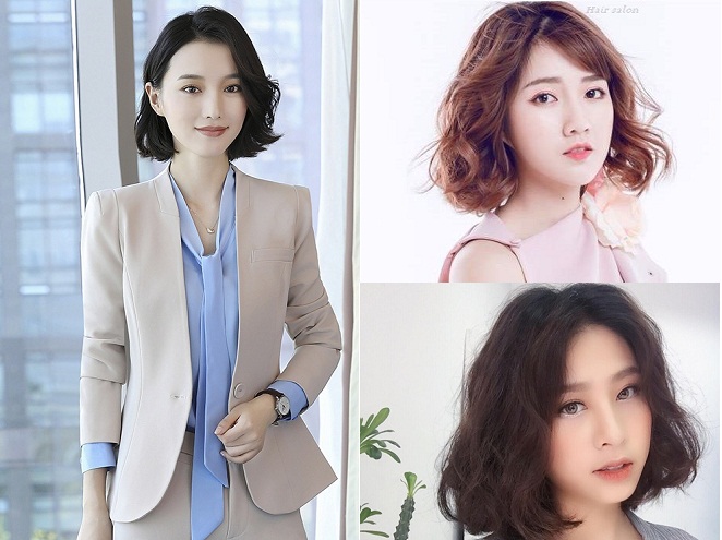 3 kiểu tóc ngắn uốn gợn sóng mái lệch