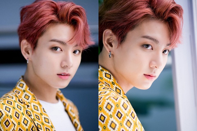 Jungkook tóc mái xéo nhuộm đỏ
