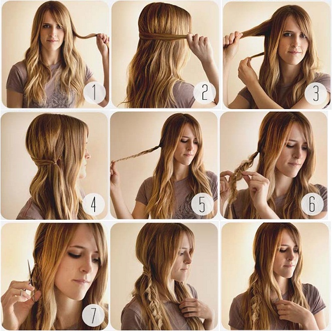 các bước buộc tóc nửa đầu cách điệu