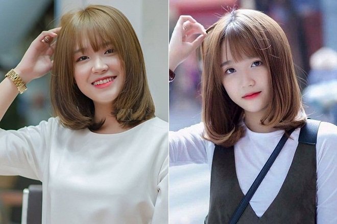 các kiểu tóc xoăn chữ c đẹp nhuộm rêu vàng
