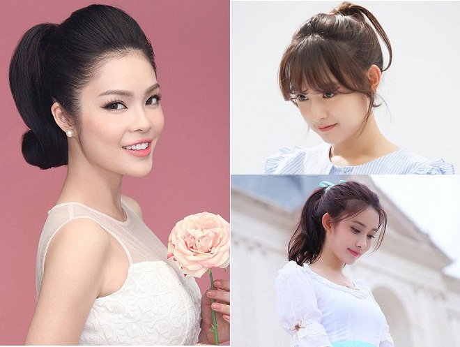 cách buộc tóc đuôi ngựa đánh phồng mái cho mặt tròn