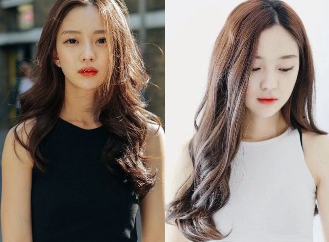 hai kiểu tóc dài uốn đuôi xoăn nhẹ