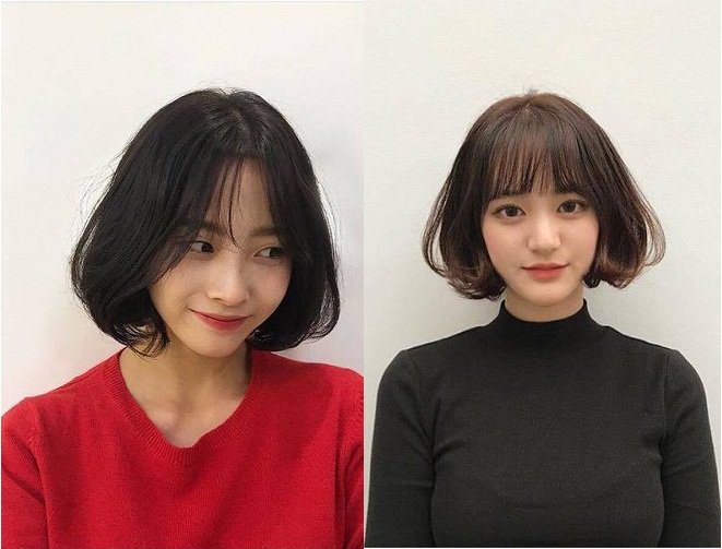 hai kiểu tóc ngắn uốn cụp đuôi