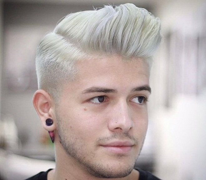 kiểu tóc fade cao tỉa layer layer spiked fringe nhuộm xám