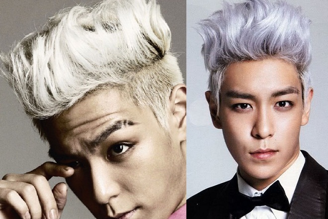 kiểu tóc layer undercut nhuộm trắng và bạch kim top - bigbang