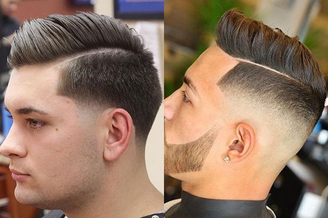 kiểu tóc nam layer hard part fade giữa cho tóc dày