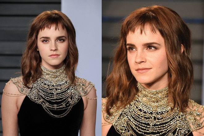 kiểu tóc xoăn ngang lưng, mái chó gặm, Emma Watson