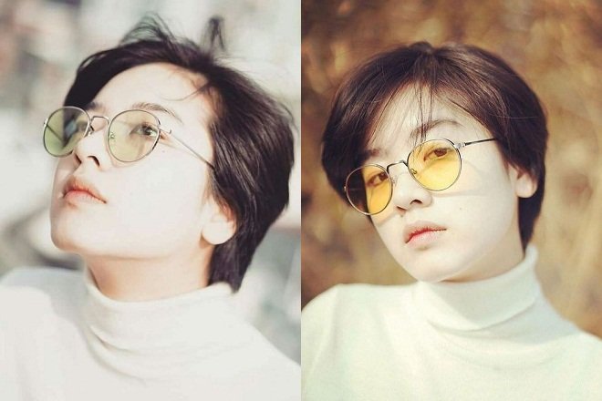 lee joo young tóc ngắn dễ thương, đeo kính