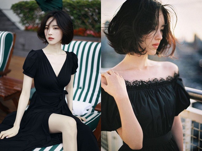 tóc ngắn bob xoăn chữ c hàn quốc