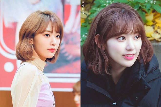 tóc ngắn uốn xoăn nhuộm nâu vàng Miyawaki Sakura