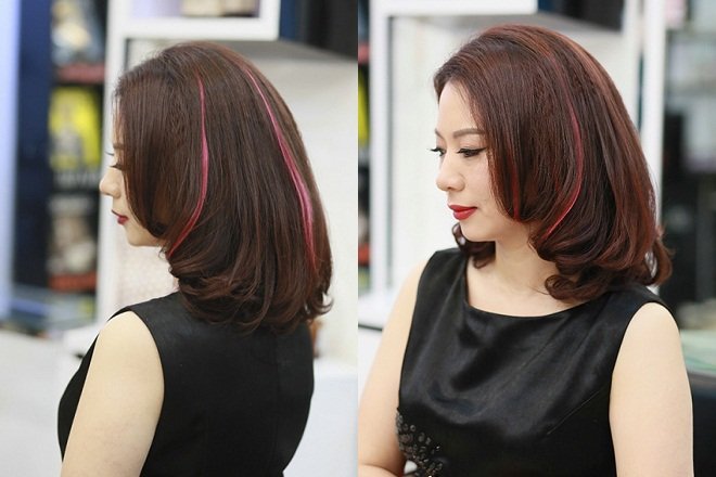 tóc ngắn xoăn chữ c móc lai đỏ hồng