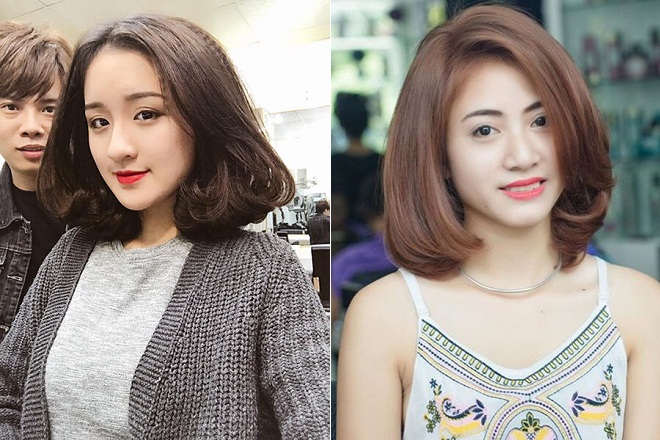 tóc ngắn xoăn đuôi chữ c không mái