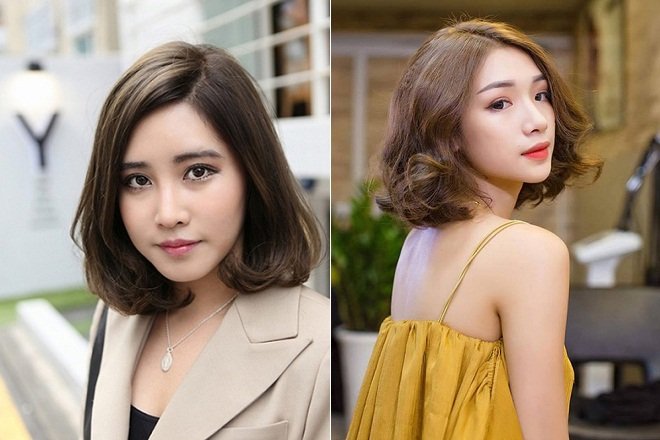 tóc ngắn xoăn nhẹ chữ c