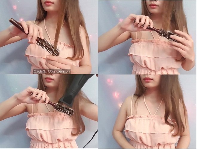 uốn lọn đuôi tóc bằng máy sấy