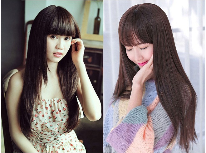 2 kiểu tóc thẳng cắt mái ngang