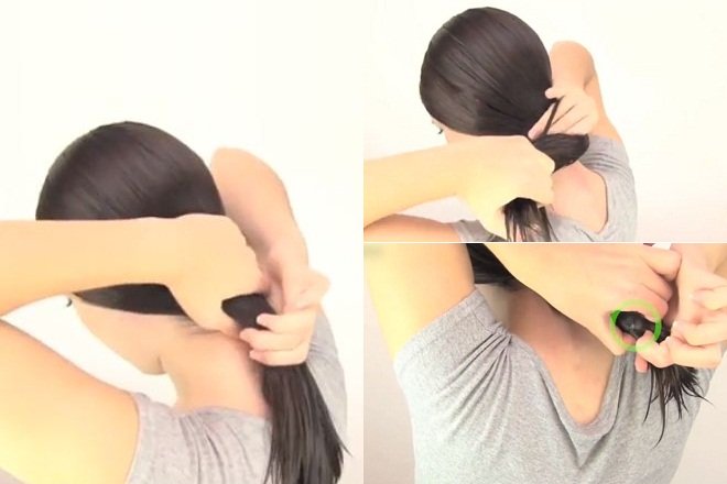 buộc tóc kiểu đuôi ngựa thấp