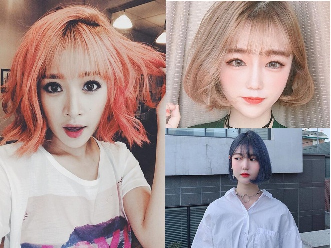 màu nhuộm nổi bật cho tóc mái thưa mặt dài