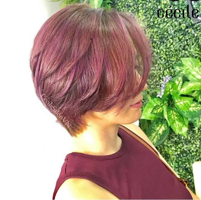 mẫu tóc tém Hàn Quốc cắt tại salon Cécile