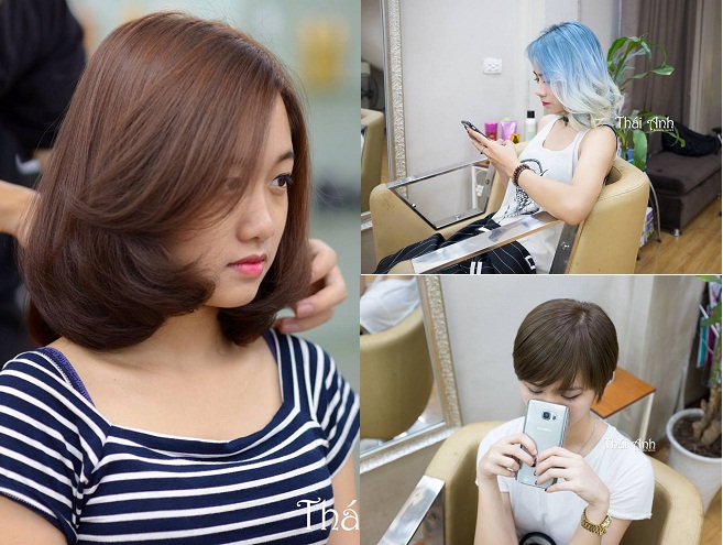 những mẫu tóc ngắn được cắt, nhuộm tại salon Thái Anh